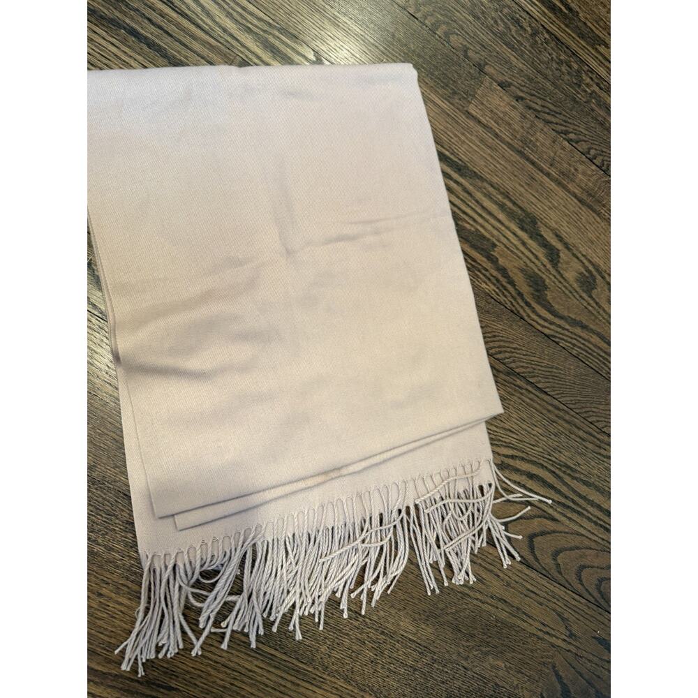 Cashmere large fringe light tan scarf/wrap 64 x 26